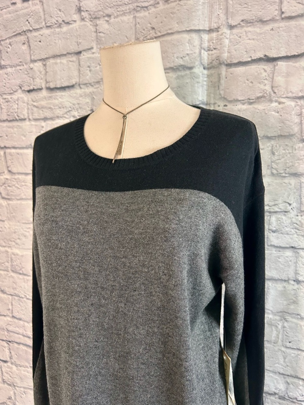 Evan Picone Knit Dress Gray and Black Long Sleeve Midi Office Career Emo Boss - Picture 5 of 14